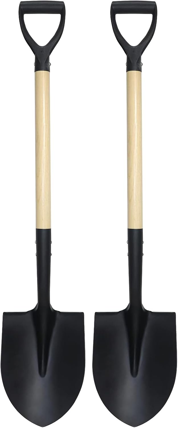 Shovel for Digging,Round Shovel, Garden Tool with D-Handle, 41 Inches in Overall Length, Wooden Handel Garden Shovel,Beach Shovel, Car Snow Shovel