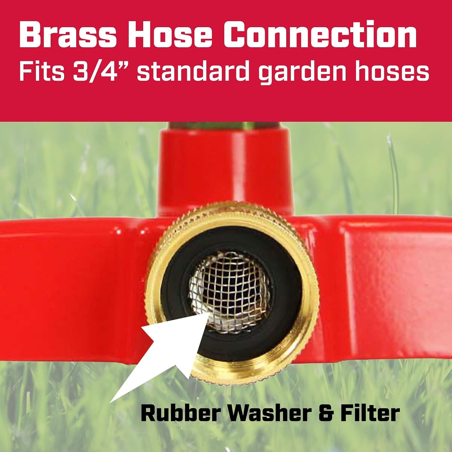 4980: Platform Impact Sprinkler, 360 Degree Automatic With Base for Gardens and Lawns, Up to 85ft Coverage Area, Yards and Garden Watering, Red