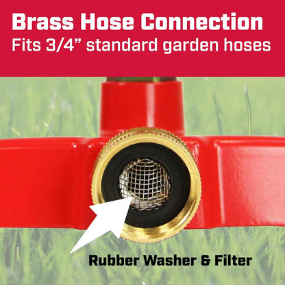 4980: Platform Impact Sprinkler, 360 Degree Automatic With Base for Gardens and Lawns, Up to 85ft Coverage Area, Yards and Garden Watering, Red
