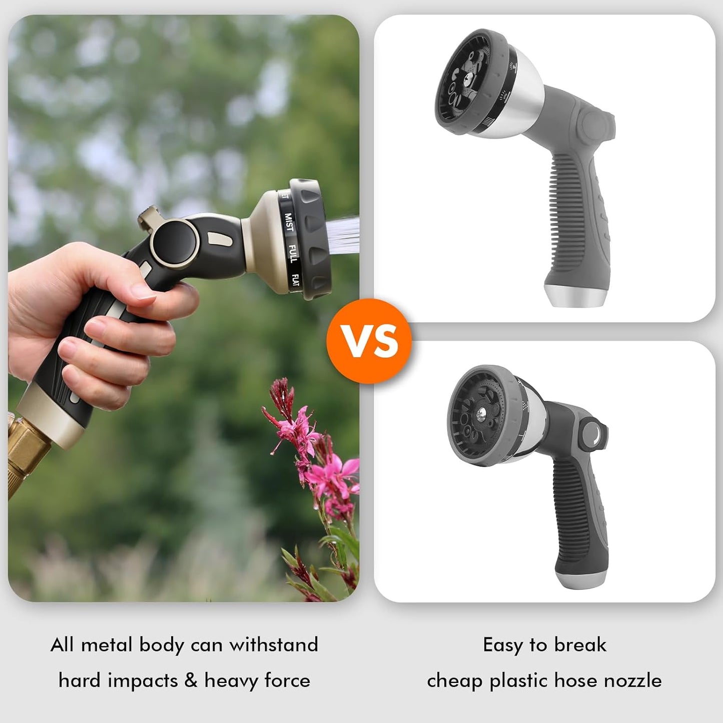 Garden Hose Nozzle, Heavy Duty Water Hose Sprayer Nozzle, Black