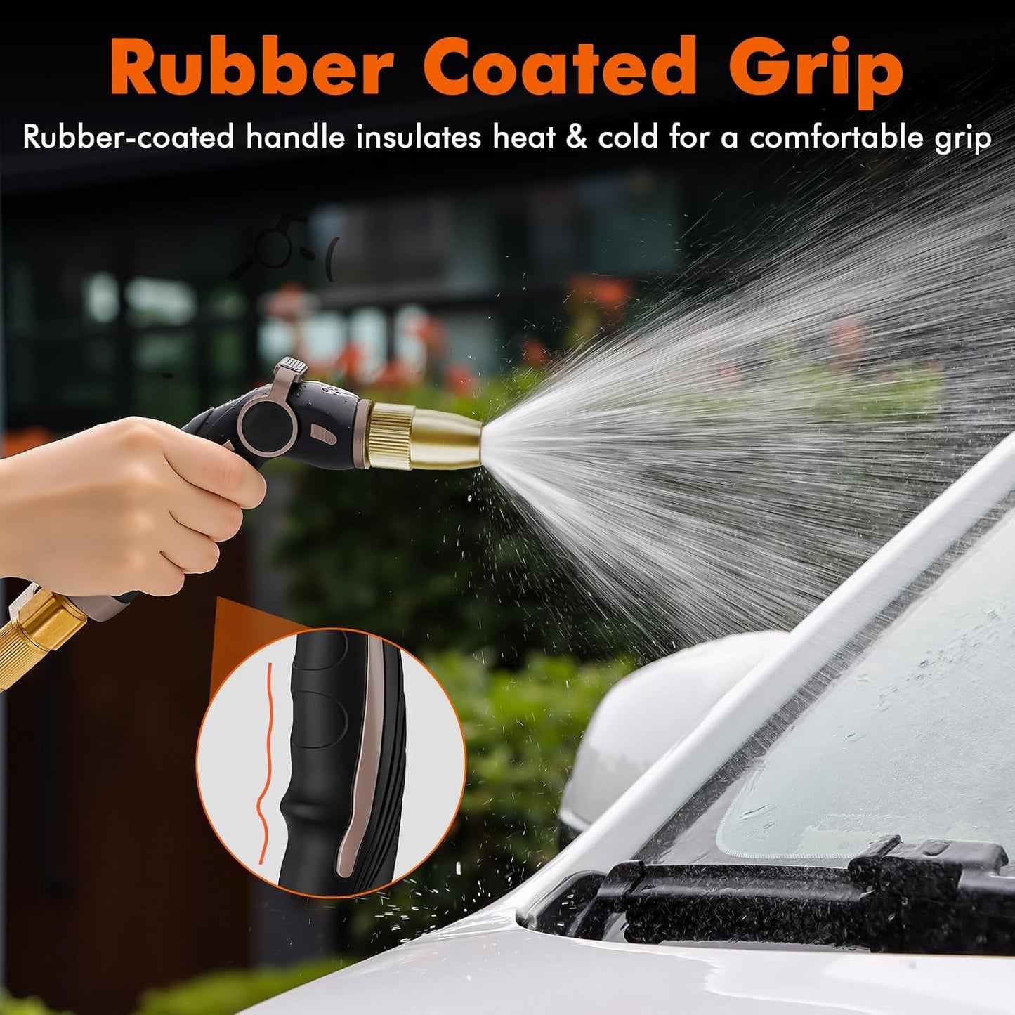 Garden Hose Nozzle, Heavy Duty Water Hose Sprayer Nozzle, Black