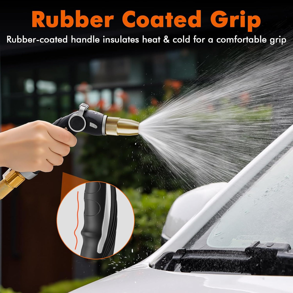 Garden Hose Nozzle, Heavy Duty Water Hose Sprayer Nozzle, Black