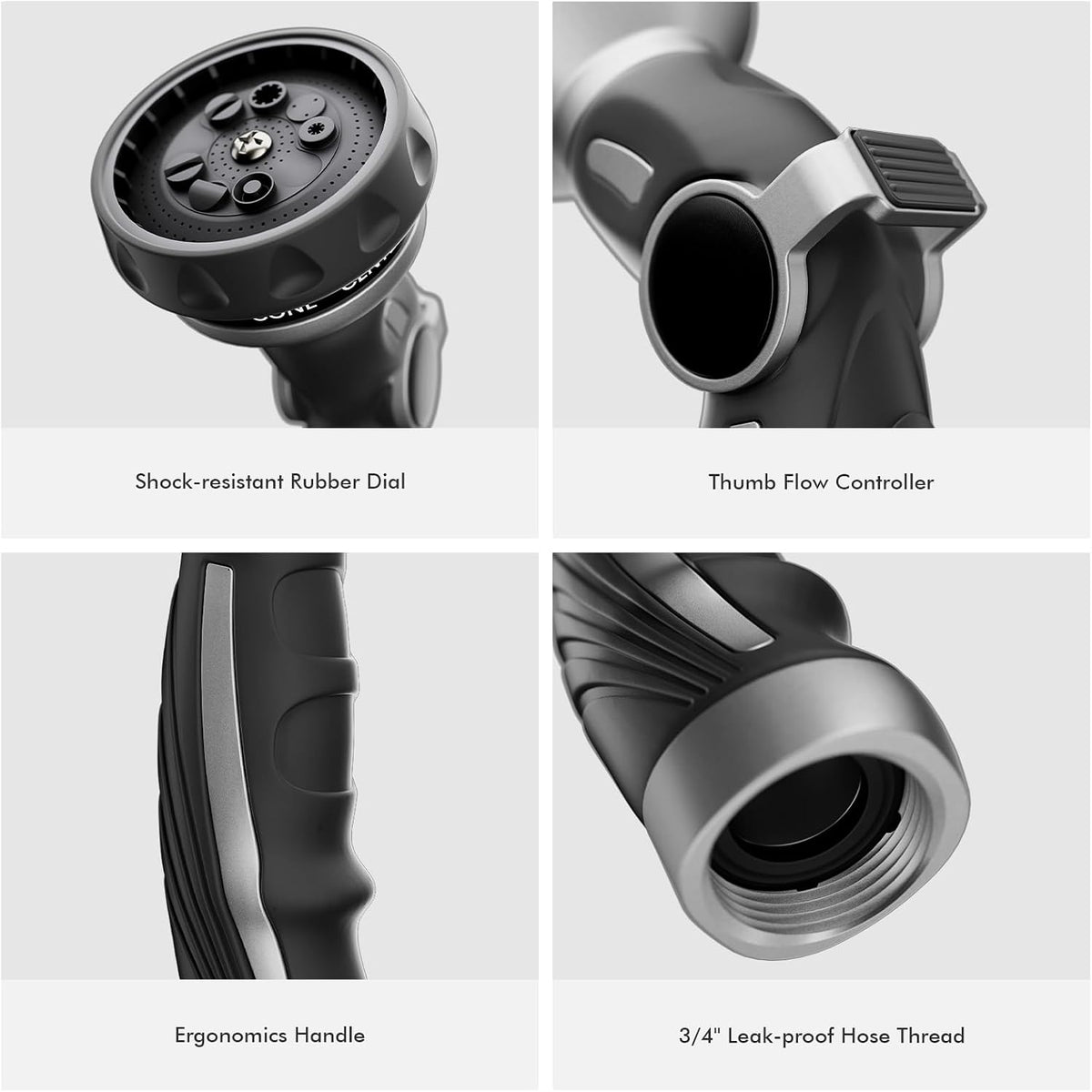 Garden Hose Nozzle, Heavy Duty Water Hose Sprayer Nozzle, Black