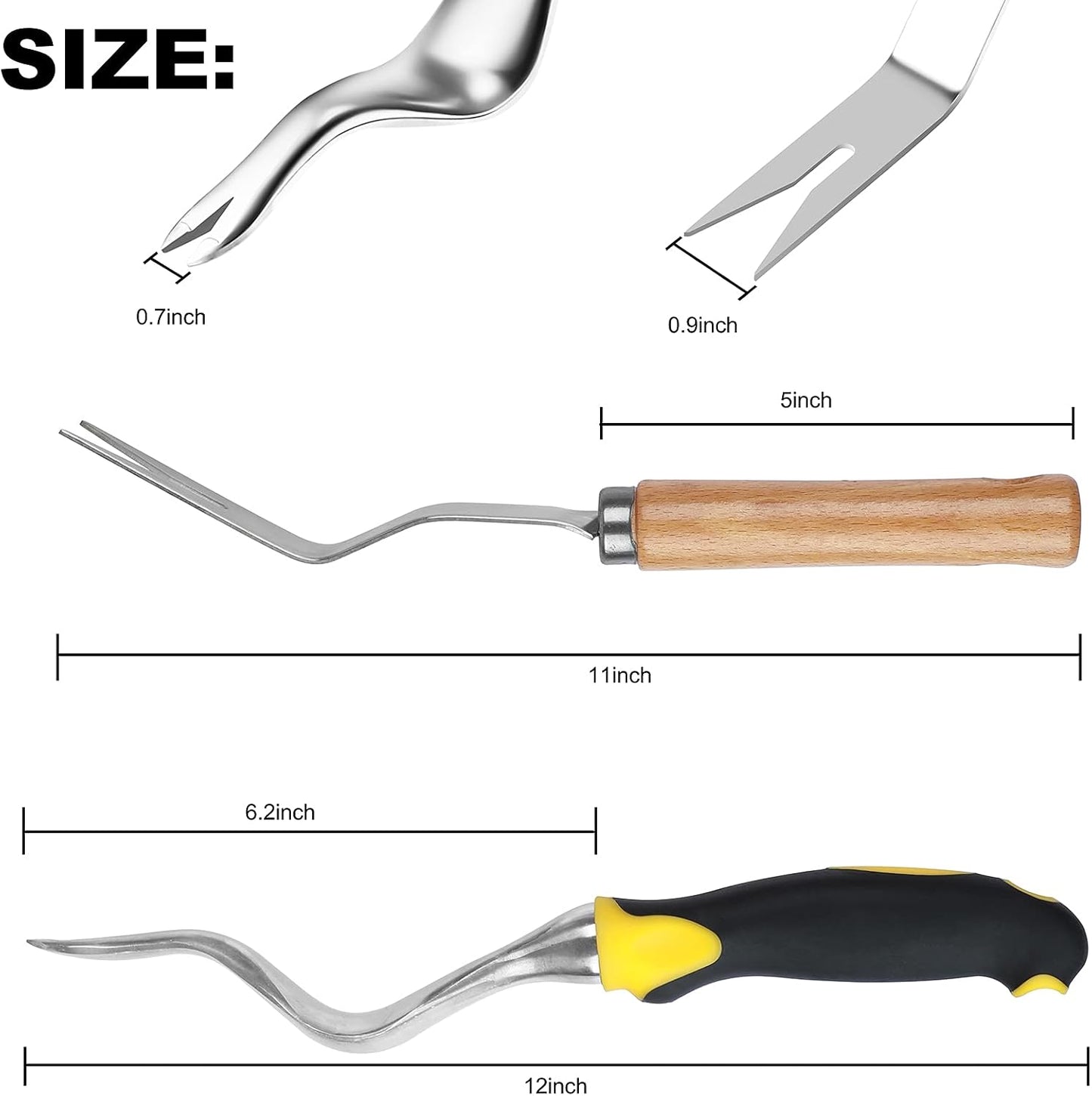 Garden Weeder Hand Weeding Tool Weed Removal Stainless Steel Handle Weed Deep Digger Grass Lawn Trimming Remover Forked Puller for Weeds Eradicate