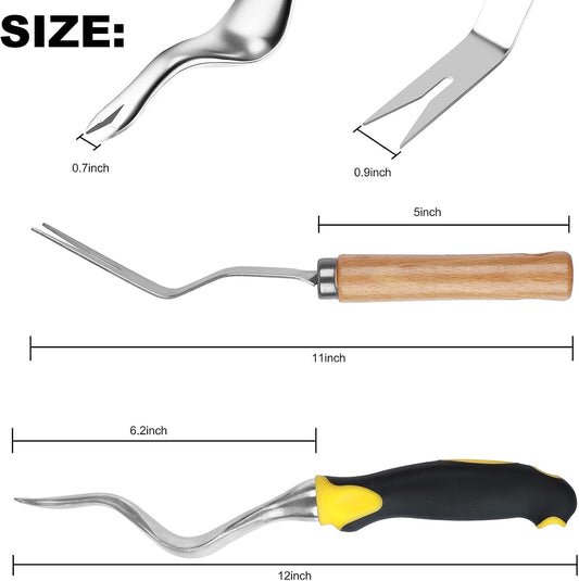 Garden Weeder Hand Weeding Tool Weed Removal Stainless Steel Handle Weed Deep Digger Grass Lawn Trimming Remover Forked Puller for Weeds Eradicate