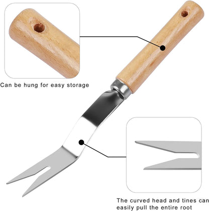 Garden Weeder Hand Weeding Tool Weed Removal Stainless Steel Handle Weed Deep Digger Grass Lawn Trimming Remover Forked Puller for Weeds Eradicate