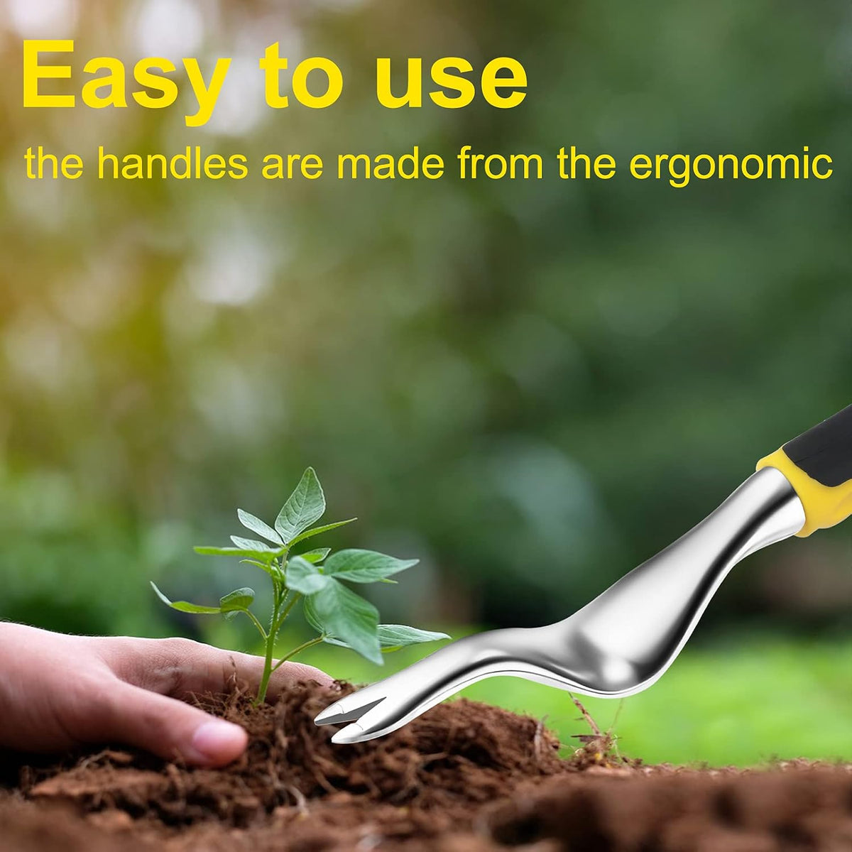 Garden Weeder Hand Weeding Tool Weed Removal Stainless Steel Handle Weed Deep Digger Grass Lawn Trimming Remover Forked Puller for Weeds Eradicate