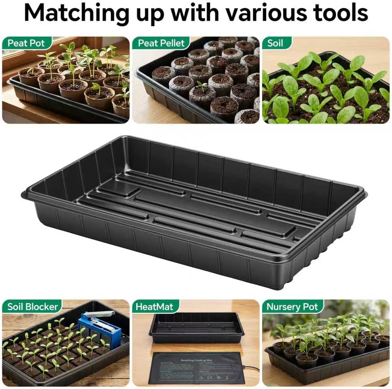 10 Plant Growing Trays,Plant Tray, Seed Tray, Seedling Tray, Propagation Tray, Plant Trays for Seedlings, Planting Trays, Seedling Starter Tray(No Drain Holes)