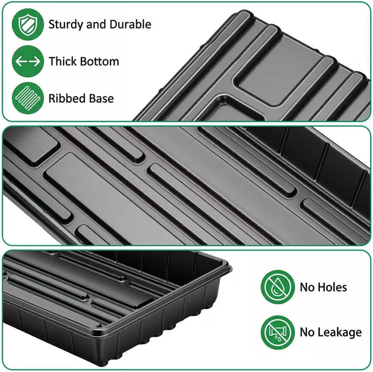 10 Plant Growing Trays,Plant Tray, Seed Tray, Seedling Tray, Propagation Tray, Plant Trays for Seedlings, Planting Trays, Seedling Starter Tray(No Drain Holes)