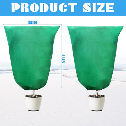 2 Pack Plant Covers Freeze Protection,31.5x47.2In Plant Protection Cover Bags with Zipper Drawstring for Outdoor Winter Frost Cold Weather Shrubs Trees Jacket Covers(Beige)