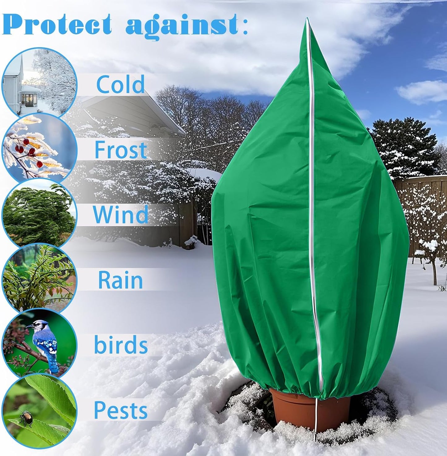 2 Pack Plant Covers Freeze Protection,31.5x47.2In Plant Protection Cover Bags with Zipper Drawstring for Outdoor Winter Frost Cold Weather Shrubs Trees Jacket Covers(Beige)