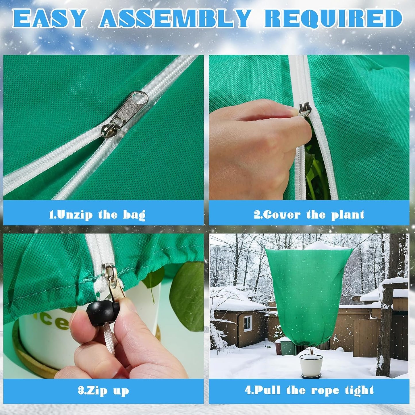 2 Pack Plant Covers Freeze Protection,31.5x47.2In Plant Protection Cover Bags with Zipper Drawstring for Outdoor Winter Frost Cold Weather Shrubs Trees Jacket Covers(Beige)