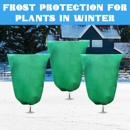 2 Pack Plant Covers Freeze Protection,31.5x47.2In Plant Protection Cover Bags with Zipper Drawstring for Outdoor Winter Frost Cold Weather Shrubs Trees Jacket Covers(Beige)
