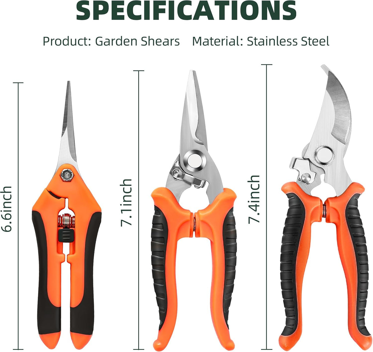 3 Pack Garden Pruning Shears Scissors Clippers (Yellow)