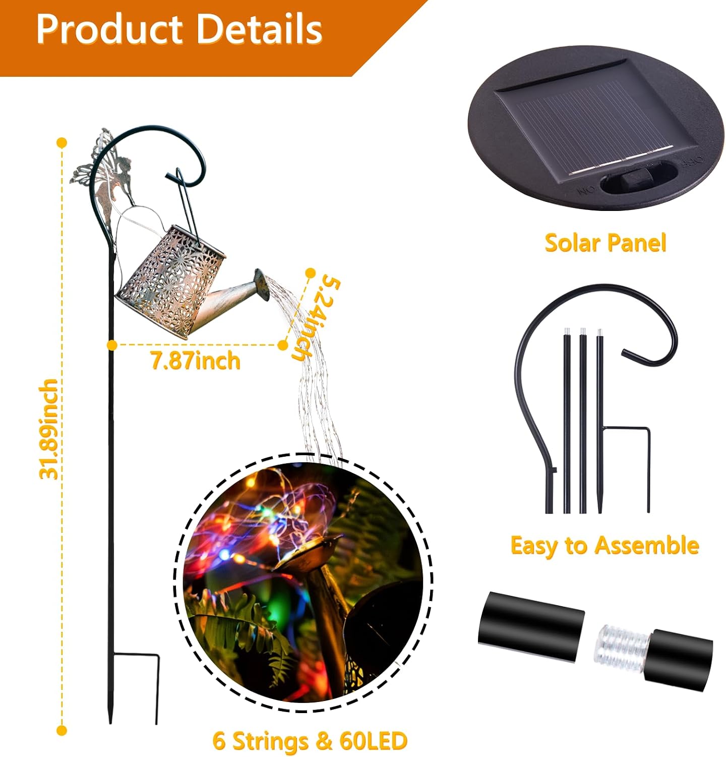 Solar Watering Can Light, Solar Yard Decorations Outdoor