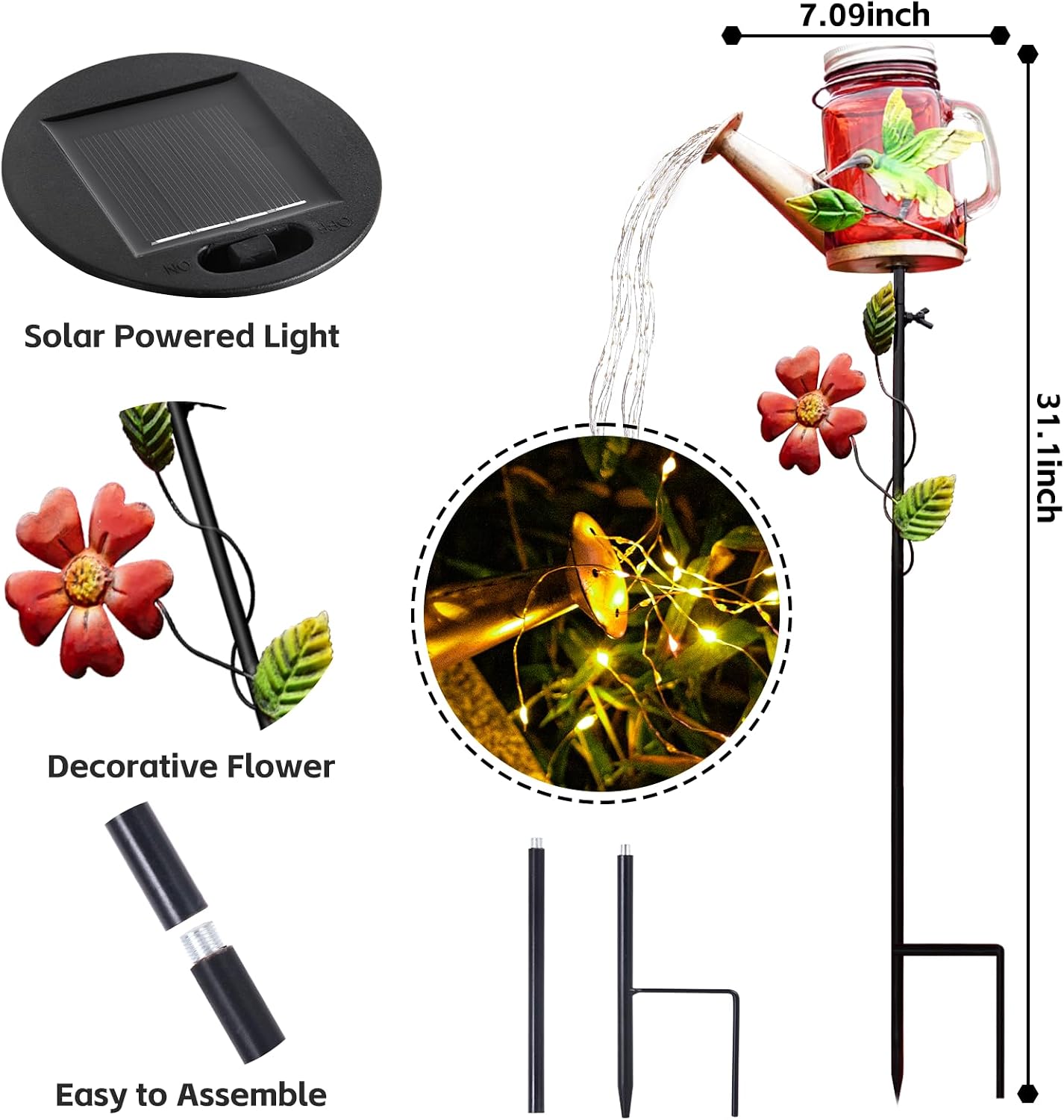Solar Watering Can Light, Solar Yard Decorations Outdoor