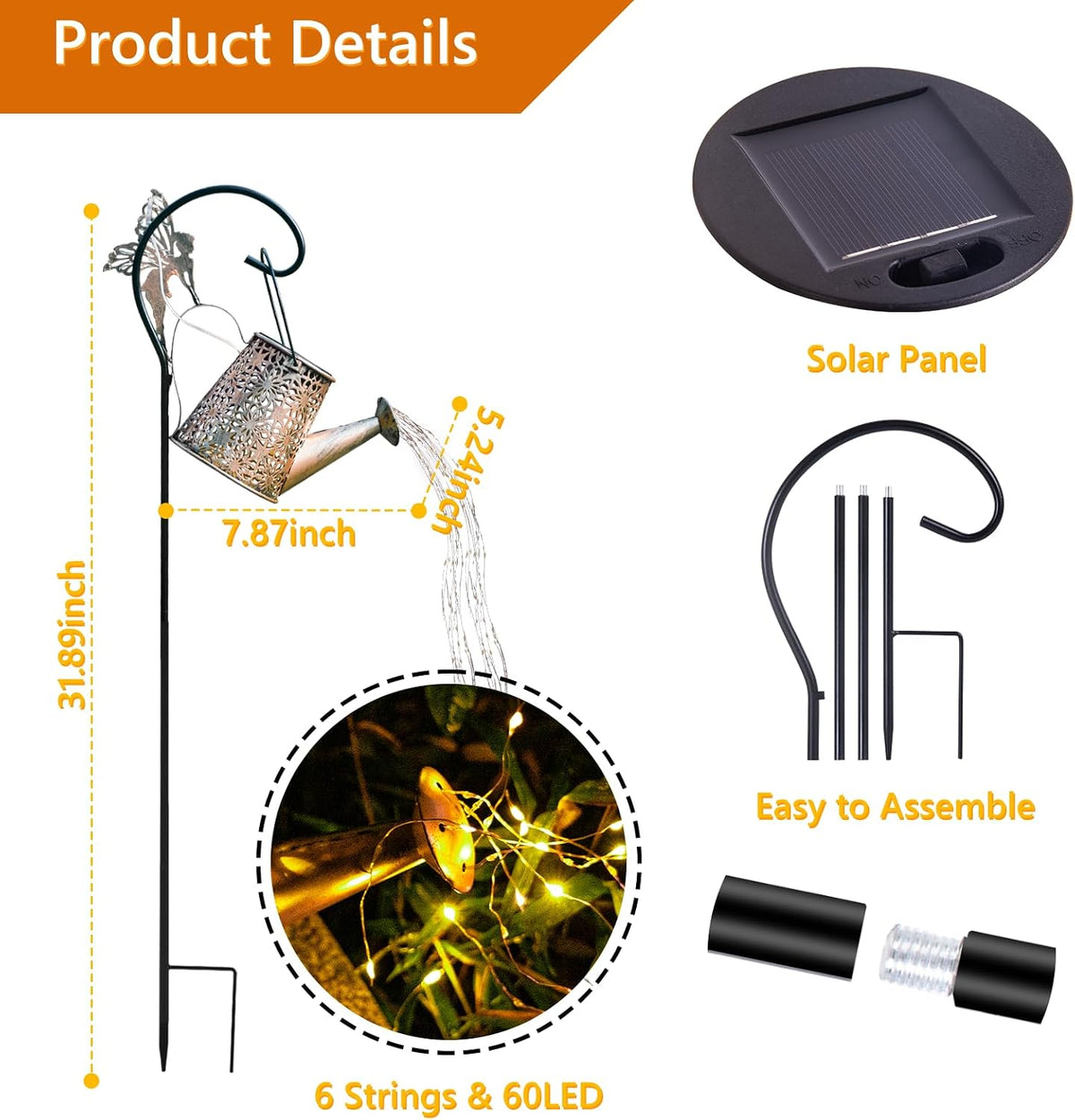 Solar Watering Can Light, Solar Yard Decorations Outdoor