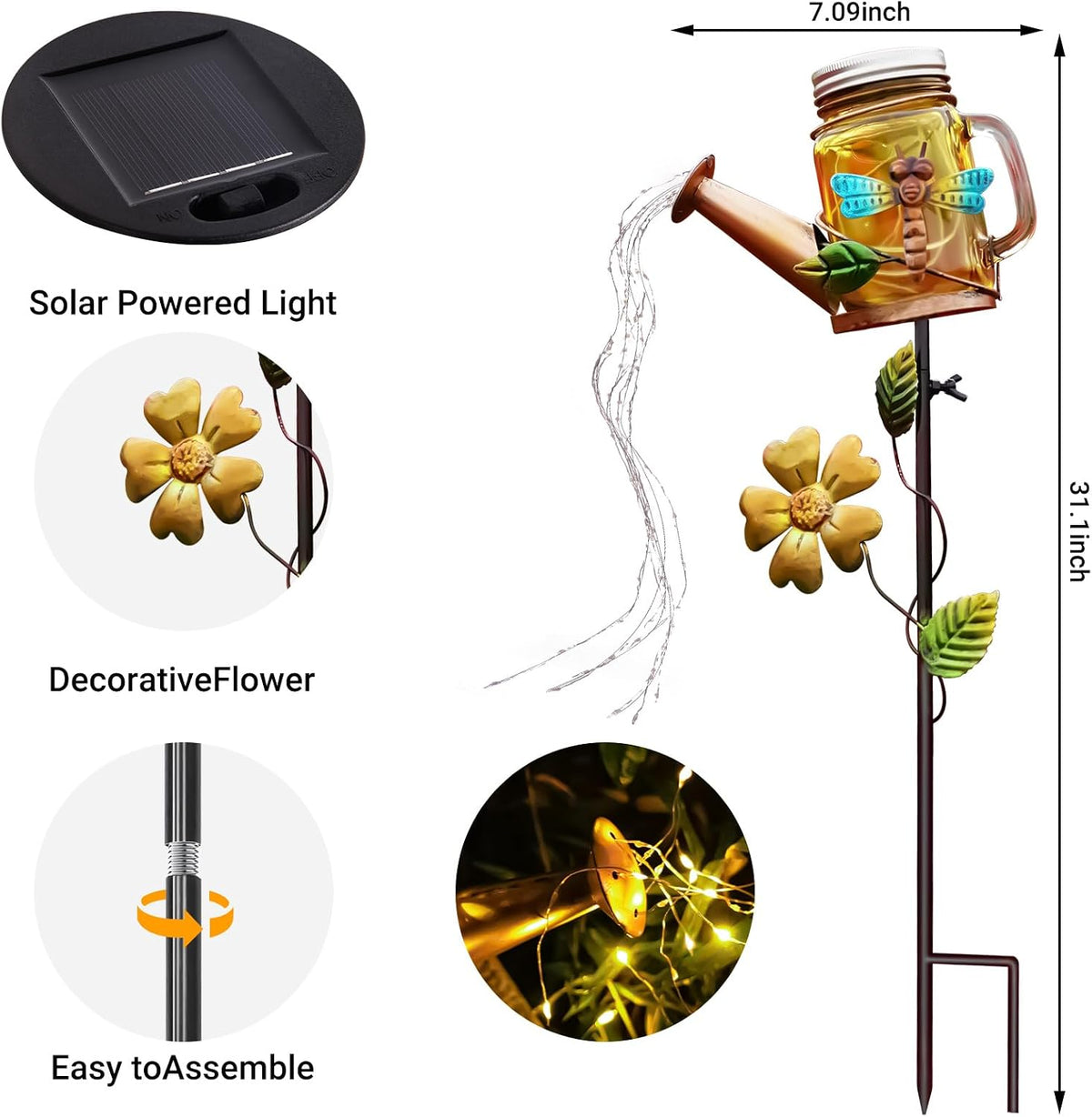 Solar Watering Can Light, Solar Yard Decorations Outdoor