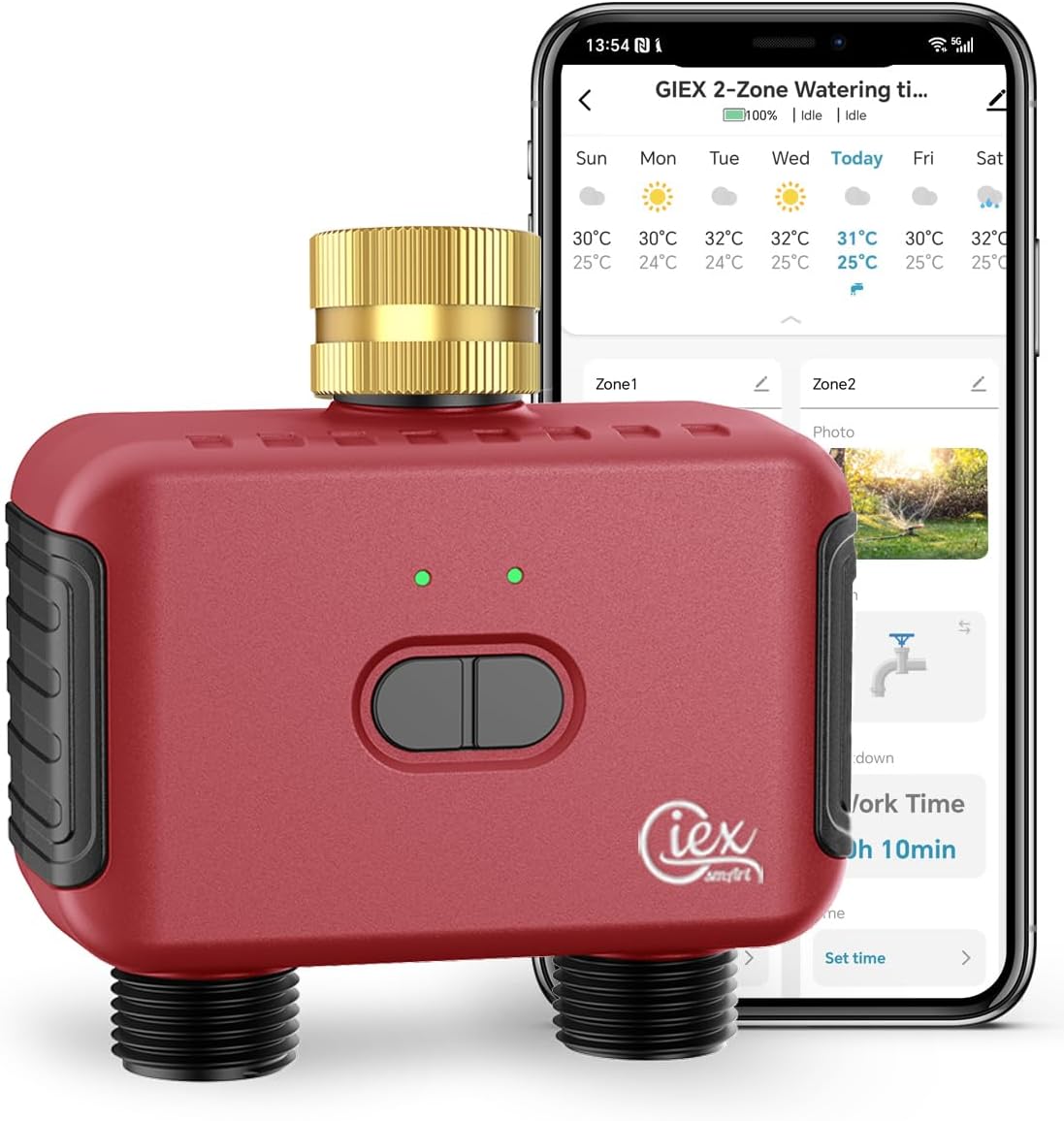 GIEX Bluetooth Smart Sprinkler Timer, App Control Water Timer for Garden Hose, Programmable Irrigation Controller Works with Tuya & Smart Life App