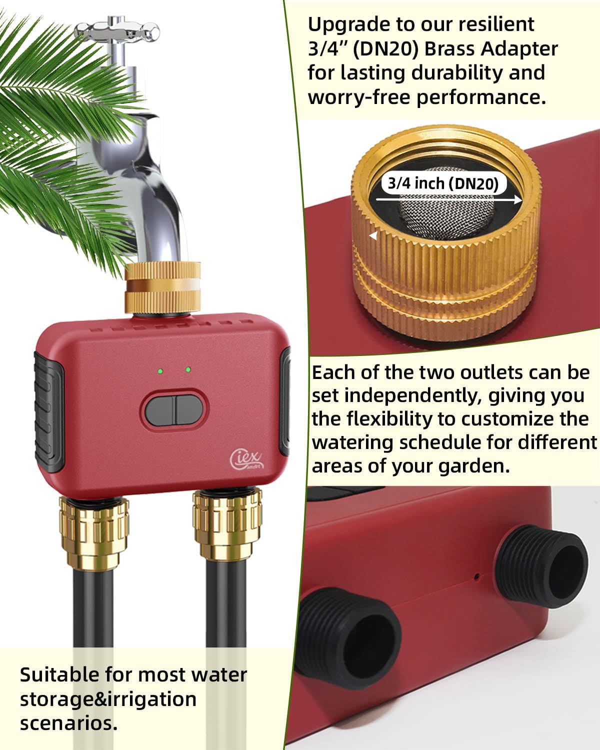 GIEX Bluetooth Smart Sprinkler Timer, App Control Water Timer for Garden Hose, Programmable Irrigation Controller Works with Tuya & Smart Life App