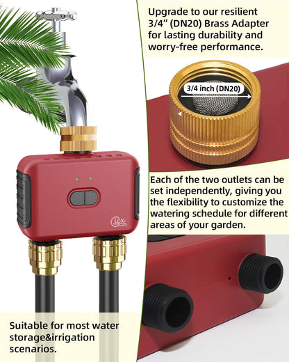 GIEX Bluetooth Smart Sprinkler Timer, App Control Water Timer for Garden Hose, Programmable Irrigation Controller Works with Tuya & Smart Life App