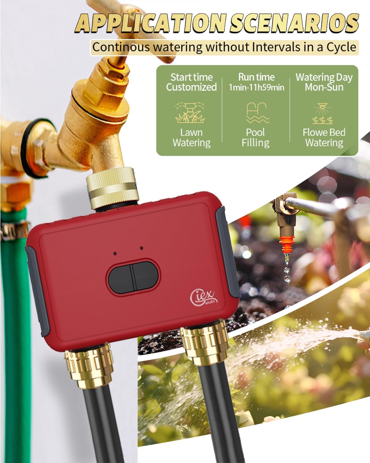GIEX Bluetooth Smart Sprinkler Timer, App Control Water Timer for Garden Hose, Programmable Irrigation Controller Works with Tuya & Smart Life App