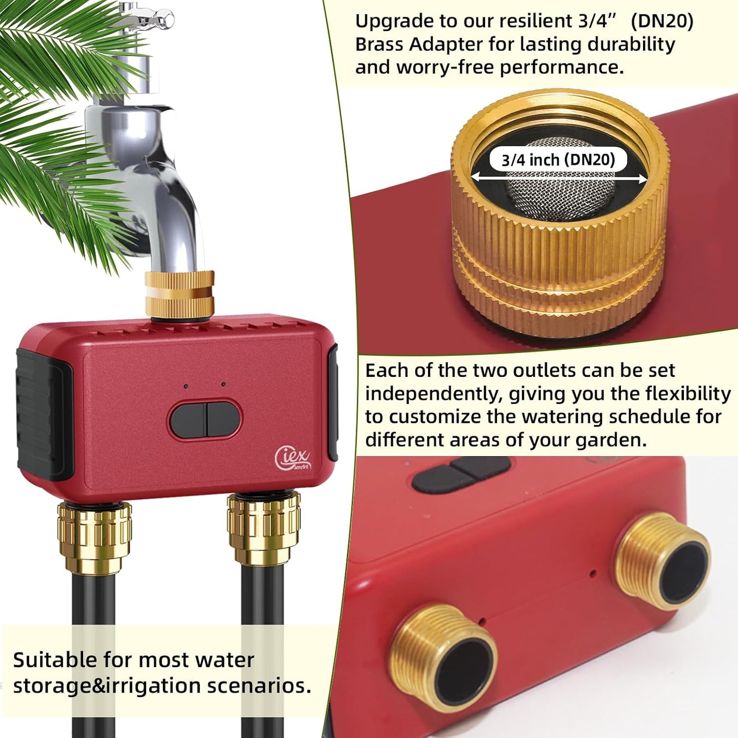 GIEX Bluetooth Smart Sprinkler Timer, App Control Water Timer for Garden Hose, Programmable Irrigation Controller Works with Tuya & Smart Life App