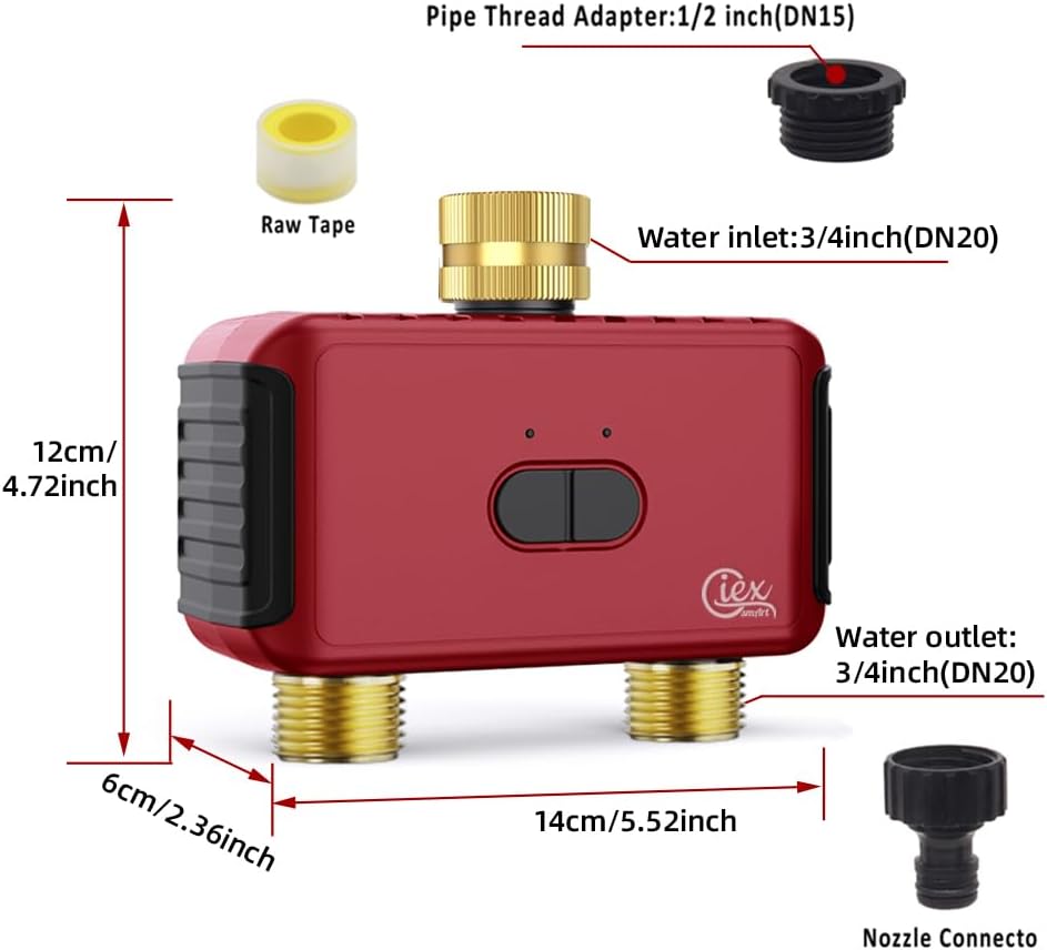 GIEX Bluetooth Smart Sprinkler Timer, App Control Water Timer for Garden Hose, Programmable Irrigation Controller Works with Tuya & Smart Life App
