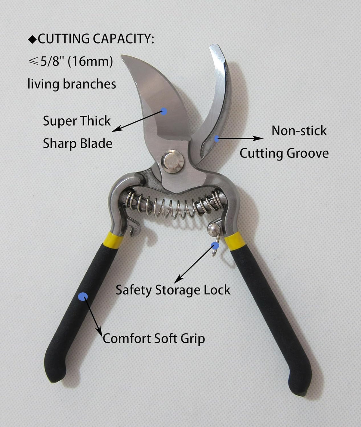 Forged Bypass Hand Clippers Pruner, With 5/8 Inch Cutting Capacity, Ergonomic handle with Soft Grip, Pruning Shear 8-Inch (Bypass)