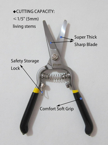 Forged Bypass Hand Clippers Pruner, With 5/8 Inch Cutting Capacity, Ergonomic handle with Soft Grip, Pruning Shear 8-Inch (Bypass)