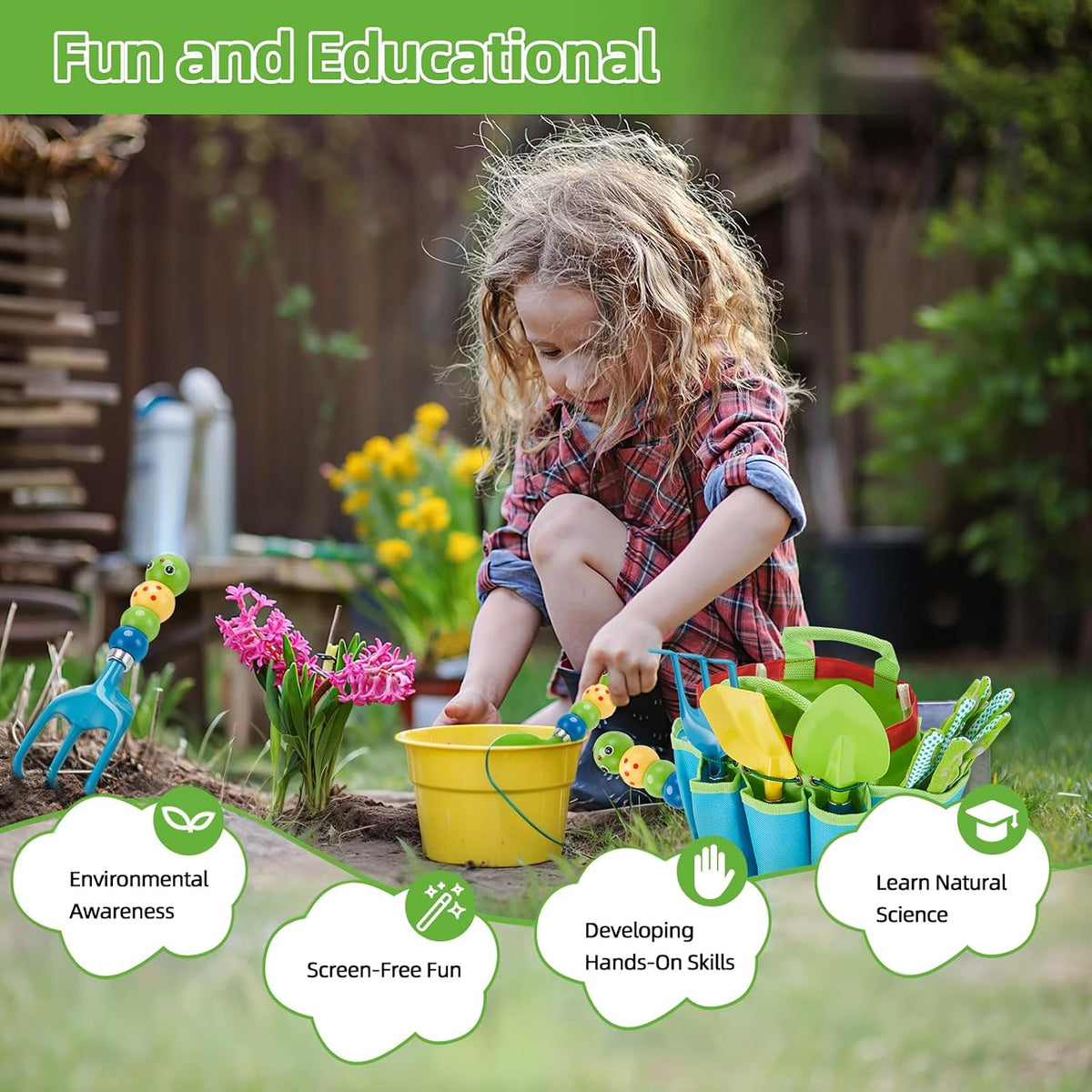 Kids Garden Tools Set,6 PCS, Aged 3+