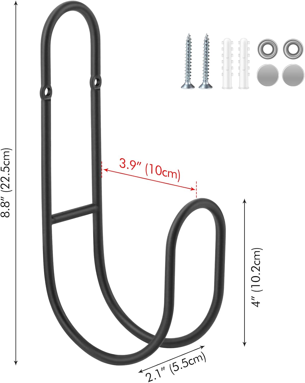 Garden Hose Holder, Wall Mount Water Hose Hanger, Hanging Storage Rack for Garden Hoses, Ropes, Outside Yard (Black)
