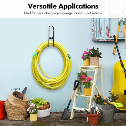 Garden Hose Holder, Wall Mount Water Hose Hanger, Hanging Storage Rack for Garden Hoses, Ropes, Outside Yard (Black)