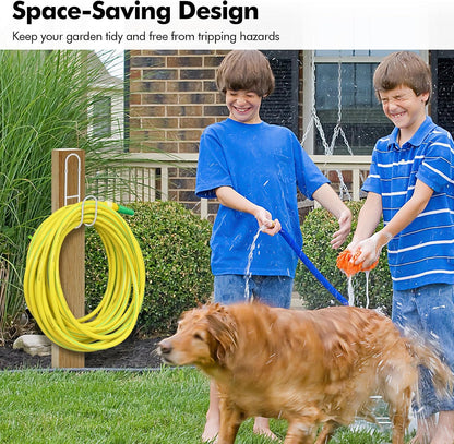 Garden Hose Holder, Wall Mount Water Hose Hanger, Hanging Storage Rack for Garden Hoses, Ropes, Outside Yard (Black)