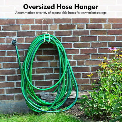 Garden Hose Holder, Wall Mount Water Hose Hanger, Hanging Storage Rack for Garden Hoses, Ropes, Outside Yard (Black)