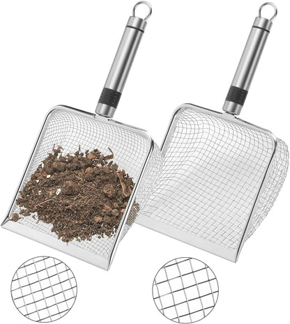 2 Pcs Wider Gardening Soil Sifter-5.5" W Garden Sieve Sifter with Handle (3.8/5 mm Mesh)-Portable Gardening Sifter for Gradening Sand Soil Dirt Compost