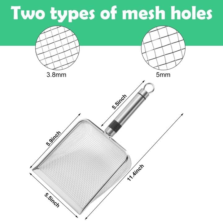 2 Pcs Wider Gardening Soil Sifter-5.5" W Garden Sieve Sifter with Handle (3.8/5 mm Mesh)-Portable Gardening Sifter for Gradening Sand Soil Dirt Compost