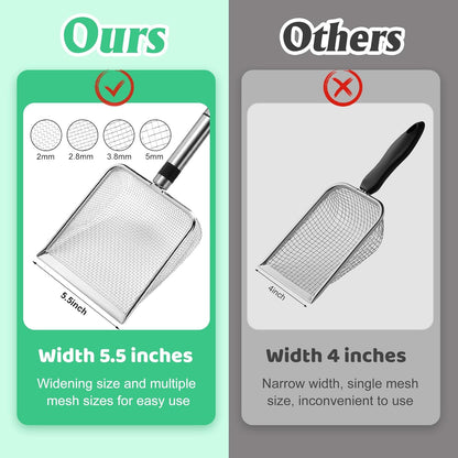 2 Pcs Wider Gardening Soil Sifter-5.5" W Garden Sieve Sifter with Handle (3.8/5 mm Mesh)-Portable Gardening Sifter for Gradening Sand Soil Dirt Compost