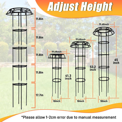 6ft Garden Obelisk Trellis for Climbing Plants-Rustproof Metal Pipe with Heavy Duty Plastic Coated, Garden Outdoor Indoor Potted Plant Support for Clematis Vine Jasmine Support （Black）