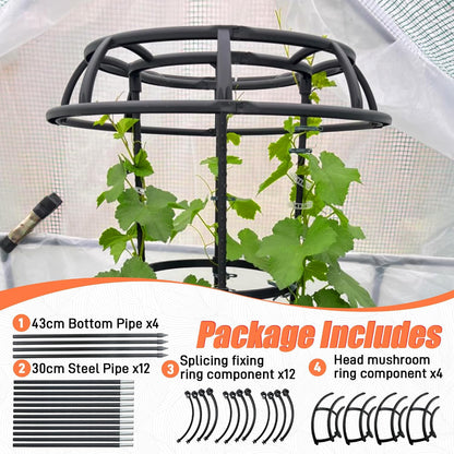 6ft Garden Obelisk Trellis for Climbing Plants-Rustproof Metal Pipe with Heavy Duty Plastic Coated, Garden Outdoor Indoor Potted Plant Support for Clematis Vine Jasmine Support （Black）