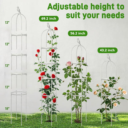 6ft Garden Obelisk Trellis for Climbing Plants-Rustproof Metal Pipe with Heavy Duty Plastic Coated, Garden Outdoor Indoor Potted Plant Support for Clematis Vine Jasmine Support （Black）
