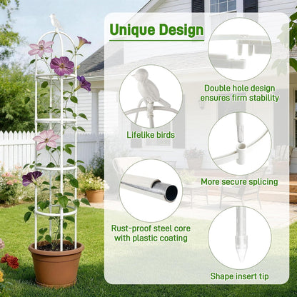 6ft Garden Obelisk Trellis for Climbing Plants-Rustproof Metal Pipe with Heavy Duty Plastic Coated, Garden Outdoor Indoor Potted Plant Support for Clematis Vine Jasmine Support （Black）