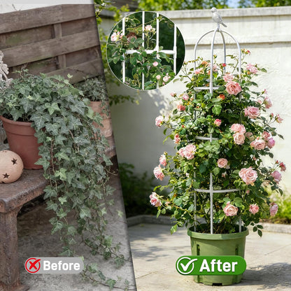 6ft Garden Obelisk Trellis for Climbing Plants-Rustproof Metal Pipe with Heavy Duty Plastic Coated, Garden Outdoor Indoor Potted Plant Support for Clematis Vine Jasmine Support （Black）