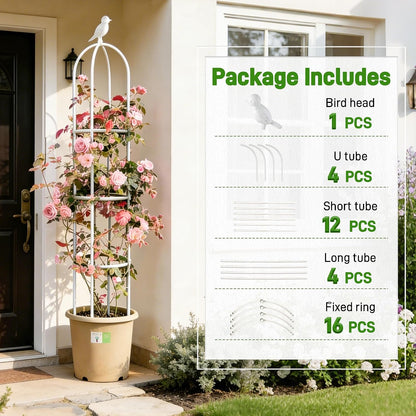 6ft Garden Obelisk Trellis for Climbing Plants-Rustproof Metal Pipe with Heavy Duty Plastic Coated, Garden Outdoor Indoor Potted Plant Support for Clematis Vine Jasmine Support （Black）