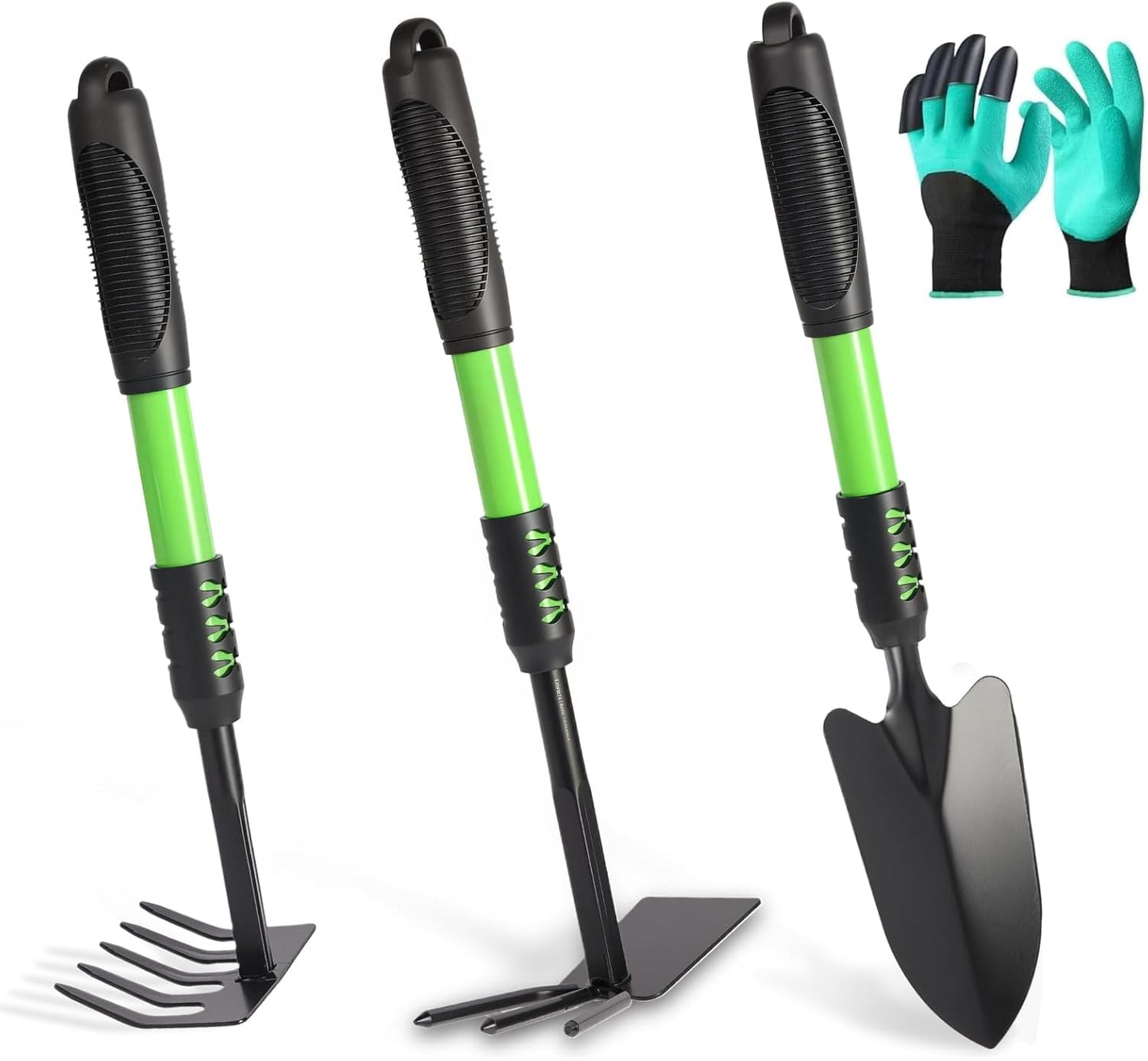 Garden Tool Set, 4 Pack Gardening Tools, Stainless Steel Heavy Duty Hand Cultivator, Hoes, Shovel, for Planting Weeding Digging, Gardening Gifts for Women,Orange