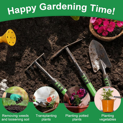 Garden Tool Set, 4 Pack Gardening Tools, Stainless Steel Heavy Duty Hand Cultivator, Hoes, Shovel, for Planting Weeding Digging, Gardening Gifts for Women,Orange
