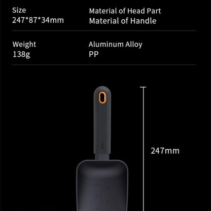 Aluminum Alloy Garden Soil Scoop - Heavy Duty Hand Trowel with Measurement Marks, Rust Resistant Shovel for Potting, Digging, Transplanting, Pet Food & Beach Sand - Minimalist Black