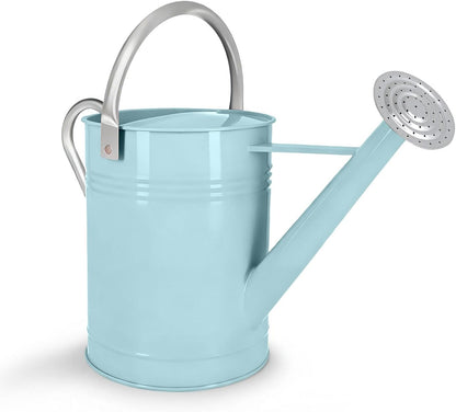 Metal Watering Can for Outdoor Plants, 1.7 Gallon Pink Garden Watering Can for Flower, Houseplants, Galvanized Finish