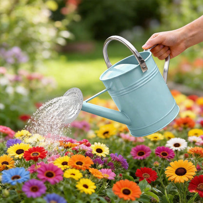Metal Watering Can for Outdoor Plants, 1.7 Gallon Pink Garden Watering Can for Flower, Houseplants, Galvanized Finish