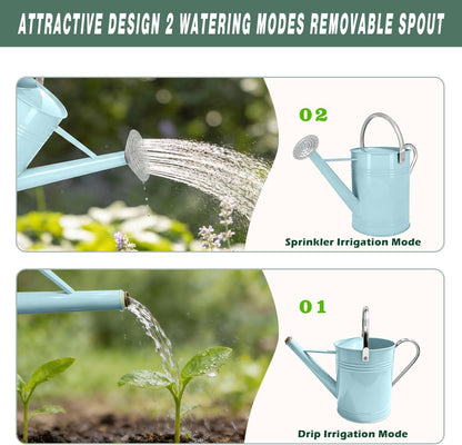 Metal Watering Can for Outdoor Plants, 1.7 Gallon Pink Garden Watering Can for Flower, Houseplants, Galvanized Finish
